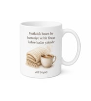 Battaniye ve Kahve Temalı Baskılı Kupa Bardak Hediye Porselen Mug