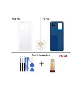 Yapıştırıcı Poco F5 Pro Beyaz Yapıştırıcı Arka Pil Kapağı + Yapıştırıcı ve Vida Seti
