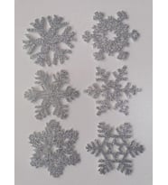 Gümüş Kar Tanesi Simli Eva Ağaç Ve Hediye Süsü 8x8cm 6lı