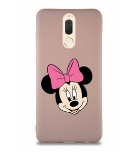 Huawei Mate 10 Lite Soft Premier Kapak Minnie Mouse-C Tasarımlı Silikon Kılıf - Pudra (Şeffaf)