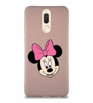 Huawei Mate 10 Lite Soft Premier Kapak Minnie Mouse-C Tasarımlı Silikon Kılıf - Pudra (Şeffaf)