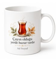 Çay Severlere Özel Tasarım Baskılı Porselen Kupa Bardak Hediye