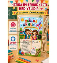 20 Adet Hatıra İpi Tebrik Kartı Hediyeli Okulda İlk Gün Hediye Seti 1. Sınıf-Sene Başı Hatıra Tebrik Kartı Seti