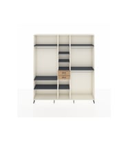 Arges Dolap 10 Raflı 2 Çekmeceli 3 Askılı 220x30x243 Aytaşı-Antrasit/Çam