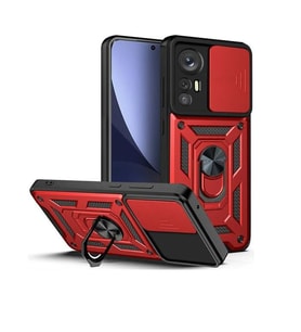 Coverzone Xiaomi 12 Lite ?le Uyumlu PhoenixShield S�rg�l� Sistem Kamera Korumal? Kapak Tam Koruma Manyetik Vega Kapak K?rm?z?