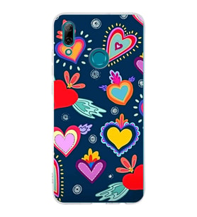PrintiFy Huawei P Smart 2019 ile Uyumlu 1mm Slim Fit Retro Renkler 3 Baskılı Şeffaf  Kılıf