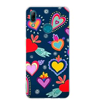 PrintiFy Huawei P Smart 2019 ile Uyumlu 1mm Slim Fit Retro Renkler 3 Baskılı Şeffaf  Kılıf