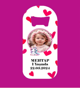Kişiye Özel Resimli İsimli Pony Kalp Desenli Magnet Açacak
