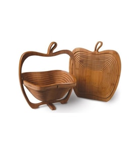 Katlanabilir Ahşap Şekerlik Ekmek Meyve Sepeti Elma / Folding Fruit Bowl Apple Basket In Bamboo