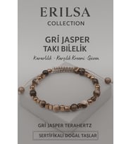 Sertifikalı Terahertz Gri Jasper Doğal Taş Bileklik - Güven Denge Kararlılık Enerji Taşı (Çok Renkli)