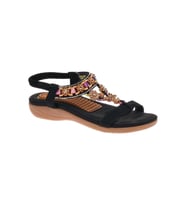 Voyager - 9639  Kadın Hakiki Deri Ortopedik Sandalet - SİYAH - 39