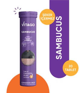 Vitago Sambucus Vitamin C,Çinko 20'li Efervesan Tablet