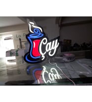 Mavi Yazılı Tabela 3D Led Neon Etkili Işıklı Tabela 30X45 CM Tek Taraflı