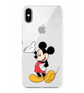 Apple iPhone X Uyumlu Kamera Korumalı Tıpalı Kapak Mickey Mouse TasarımlıŞeffaf Kılıf