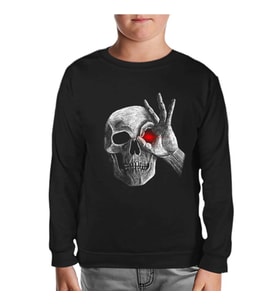 Skull with Red Eye Siyah Çocuk Sweatshirt