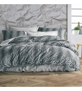 Keep London Home Series Natural Cotton(Doğal Pamuk) Çift Kişilik Nevresim Takımı-Leopar Gri (Desenli)