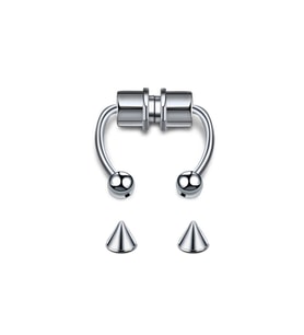 Gri Paslanmaz Çelik Mıknatıslı Fake Sahte Septum Piercing