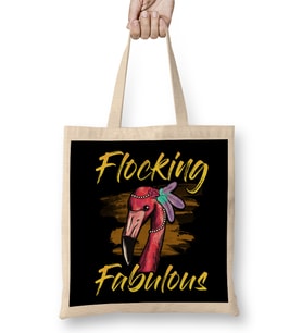 Cute & Funny Flocking Fabulous Flamingo Pun Bez Çanta Uzun Saplı