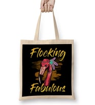 Cute & Funny Flocking Fabulous Flamingo Pun Bez Çanta Uzun Saplı