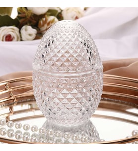 Diamond Yumurta Form Cam Şekerlik -  Dekoratif Obje