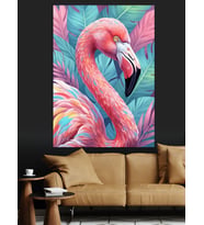 Egzotik Pembe Flamingo Portresi Dekoratif Kanvas - Mdf Ahşap Tablo