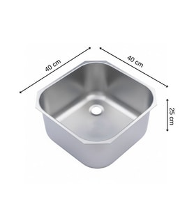 ÜRET Endüstriyel Evye 40x40x25 cm – 304 Paslanmaz Çelik