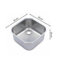 ÜRET Endüstriyel Evye 40x40x25 cm – 304 Paslanmaz Çelik