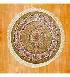 Yuvarlak Buta/Paisley Motifli 150 x 150 CM İpek Halı