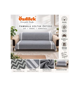 Özdilek Pamuklu Kaymaz Zigzag Koltuk Örtüsü (3+3)