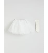 LCW Kids Beyaz Beli Lastikli Kız Çocuk Tütülü Etek Ve Külotlu Çorap 2'li