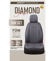 Hyundai İX55 Uyumlu Lüx Deri Oto Koltuk Kılıfı Ön Arka Takım DIAMOND Serisi FÜME