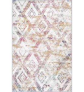 Eliana Home Baskılı, Yıkanabilir Kaymaz Taban Salon Halısı LNA0268 100x150 cm (Beyaz)