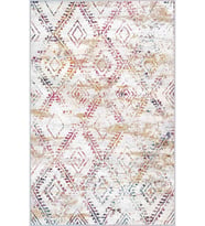 Eliana Home Baskılı, Yıkanabilir Kaymaz Taban Salon Halısı LNA0268 100x150 cm (Beyaz)