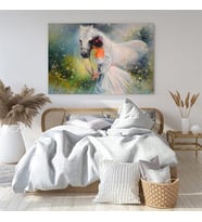 Tablolife White Horse and Bride Yağlı Boya Dokulu Tablo 75X100,Çerçeve;Gümüş
