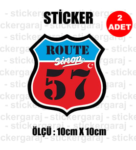 57 sinop memleket rota gidiş etiket sticker çıkartma - 2 adet - motosiklet araba otomobil kamyon kamyonet cam uyumlu