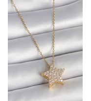 Zirkon Taşlı Deniz Kabuğu Model İnci Detay Kadın Kolye (Gold)