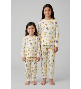 Magnifi Ove Yazılı Lale Baskılı Kız Çocuk Pijama Takımı