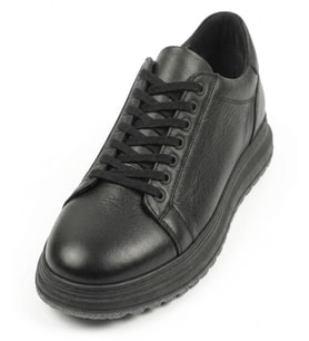 Growish GD0107 Hakiki Deri 4 Mevsim Poli Taban Uzun Süre Ayakta Kalmaya Uygun Siyah Spor Klasik Sneaker Ayakkabı