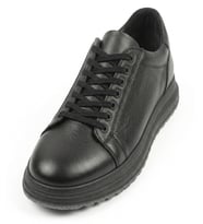 Growish GD0107 Hakiki Deri 4 Mevsim Poli Taban Uzun Süre Ayakta Kalmaya Uygun Siyah Spor Klasik Sneaker Ayakkabı