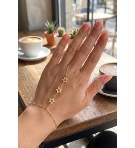 Gold Renk Pirinç Zirkon Taşlı Yıldız Model Şahmeran TJ-SN818