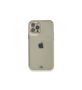 İphone 12 Pro Kılıf Liva Taşlı Silikon - Beyaz