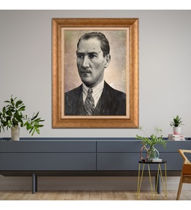 Altın Varaklı Paspartulu Çerçeveli Tablo rv450