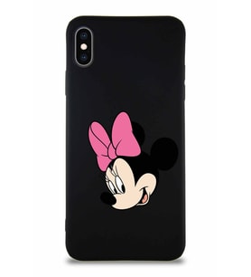 Apple iPhone XS Max Soft Premier Kapak Minnie Mouse-B Tasarımlı Silikon Kılıf - Siyah (Şeffaf)