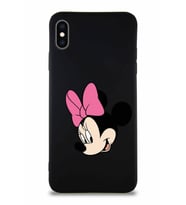 Apple iPhone XS Max Soft Premier Kapak Minnie Mouse-B Tasarımlı Silikon Kılıf - Siyah (Şeffaf)