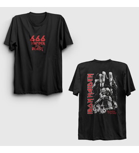 Presmono Unisex Siyah Beast V2 Metal Iron Maiden Sırt Baskılı T-Shirt 515988tt