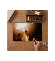 Gün Batımında Uçaklar Tasarımı 240 parça Ahşap Puzzle Ahşap Kutuda MP00066