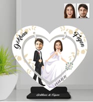Kişiye Özel Kalpli Çiftler Ahşap Biblo-2