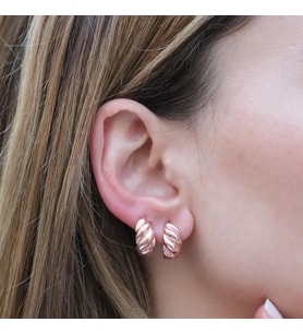 Burgu Rose Gold Kaplama Halka Gümüş Küpe
