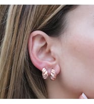 Burgu Rose Gold Kaplama Halka Gümüş Küpe
