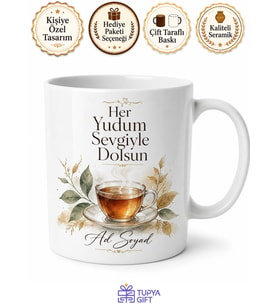 İsimli Çay Kupası Özel Baskılı Kupa Bardak Kişiye Özel Hediye